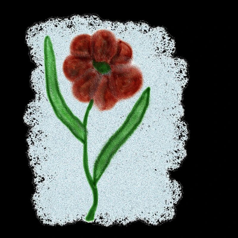 Fleur rouge rouille avec des feuilles vertes