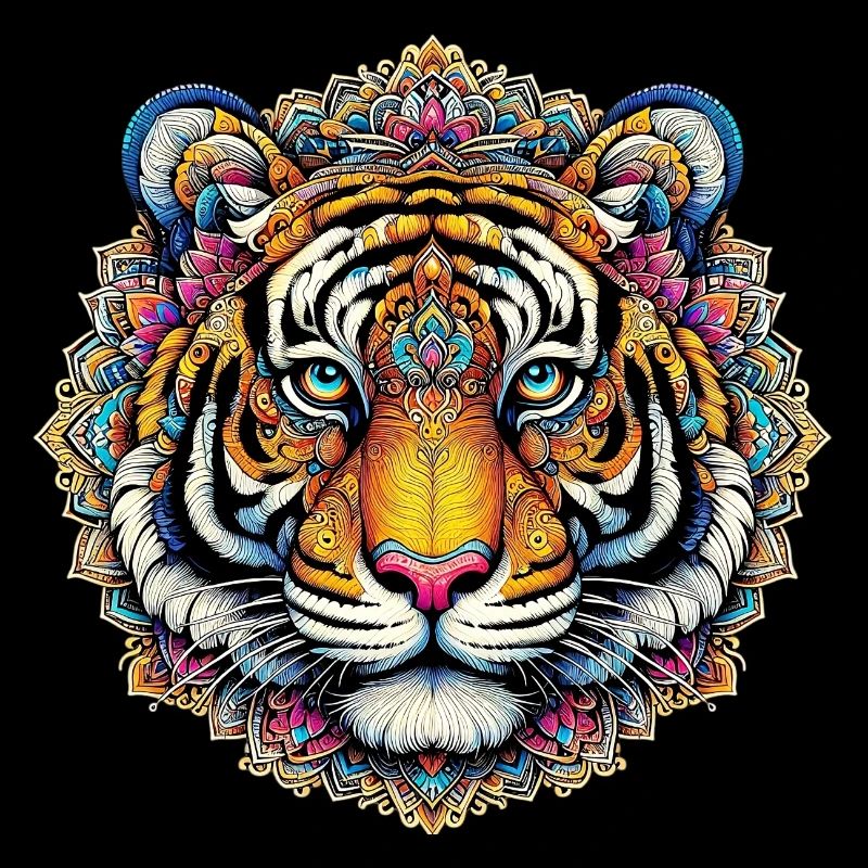 Tiger decorated with Mandalas