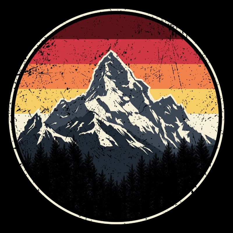 Mountain Sunset Retro Badge