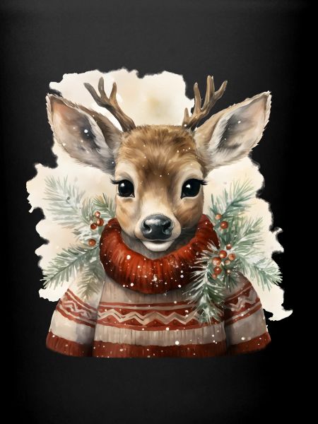 Cerf en pull d’hiver