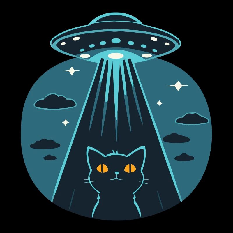 Witziges Ufo, Alien, Katze