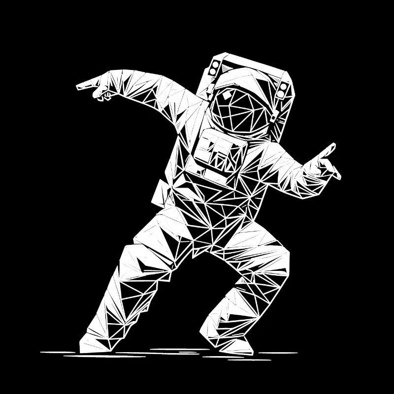 Danse géométrique en combinaison spatiale