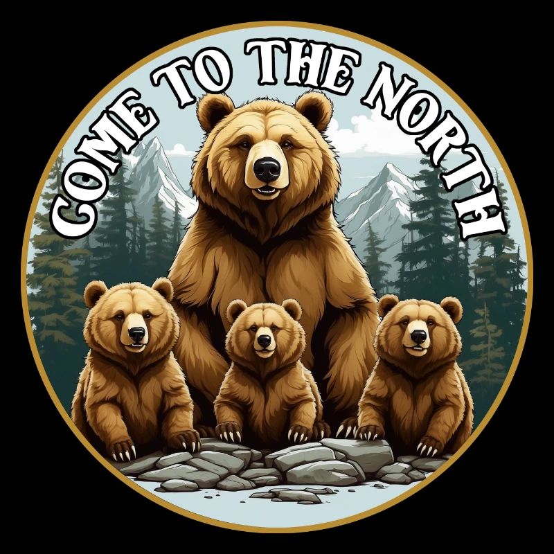Grizzly Bear with Cubs - Come to the North
