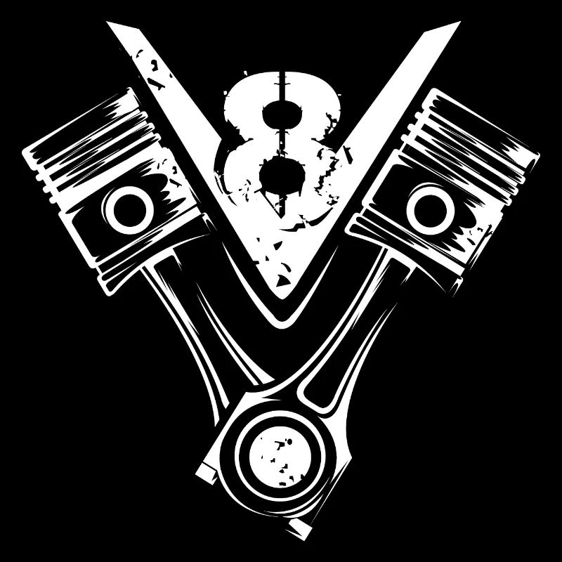 V8 piston musclecar motor car big block symbol