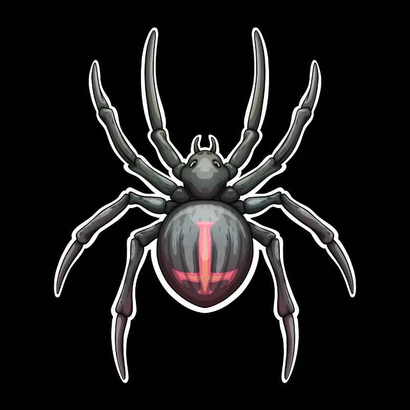 Dunkle Spinne mit rosa Markierungen