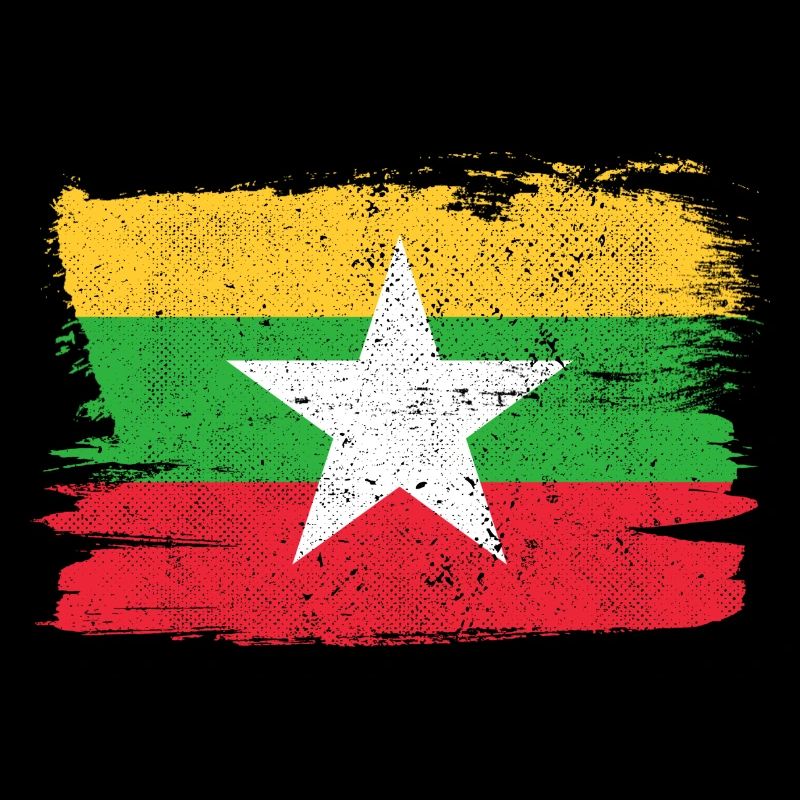Myanmar Birmanie drapeau drapeau paix Vintage