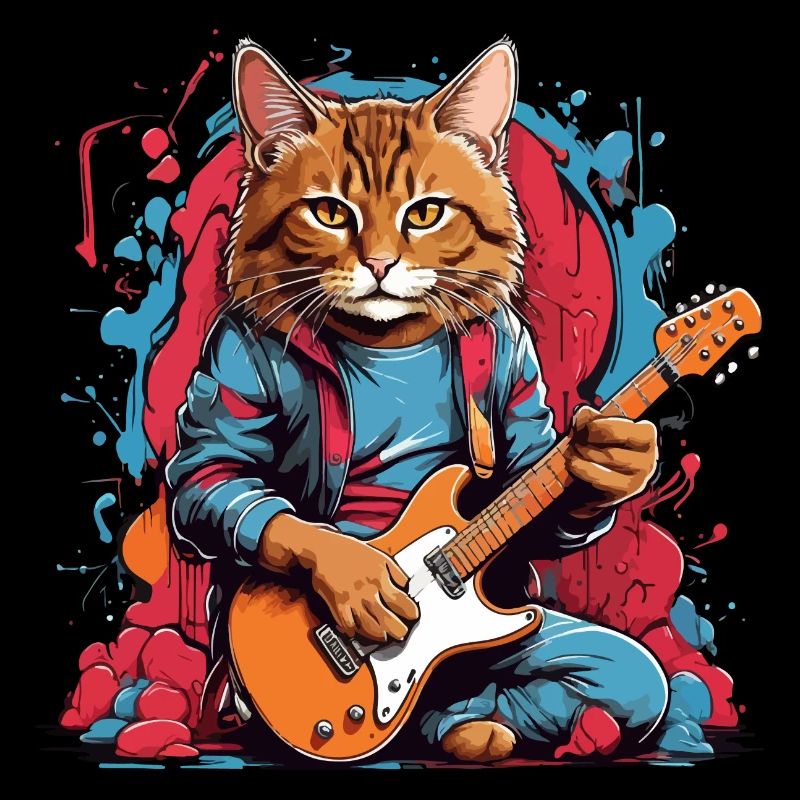 Chat avec guitare