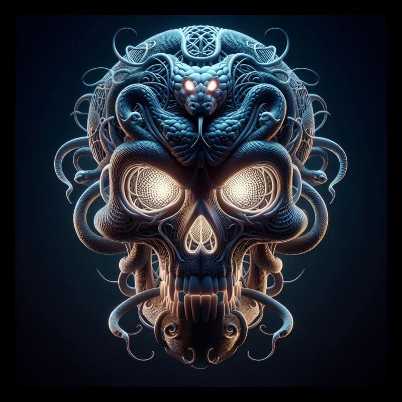 Skull Fused with Snake 3D