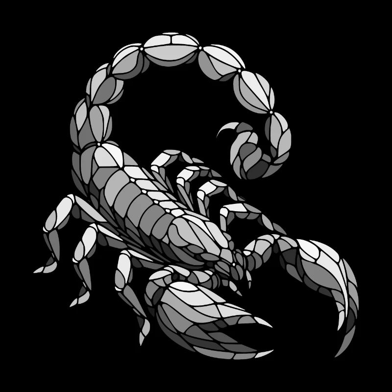 scorpion noir et blanc art géométrique polygone