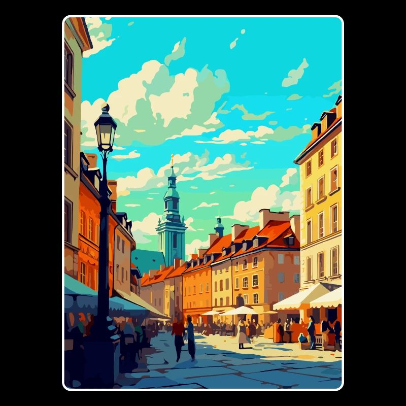 Varsovie Pologne Affiche de voyage vintage WPA Souvenir