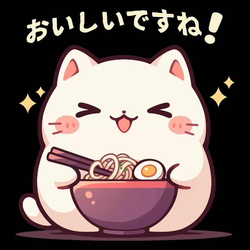 Cat eating Ramen
