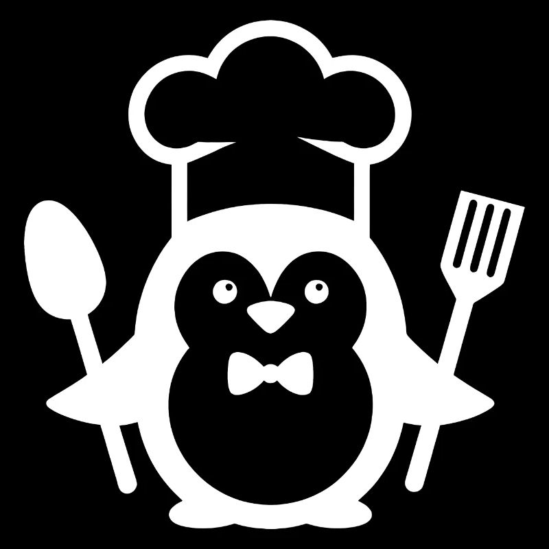 Penguin Chef Silhouette Minimalist with Spoon