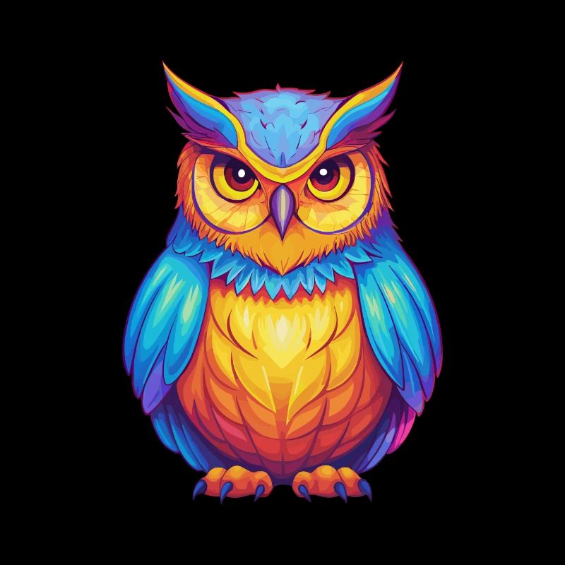 Große gehörnte Eule Bunter Kawaii Cartoon Vogel