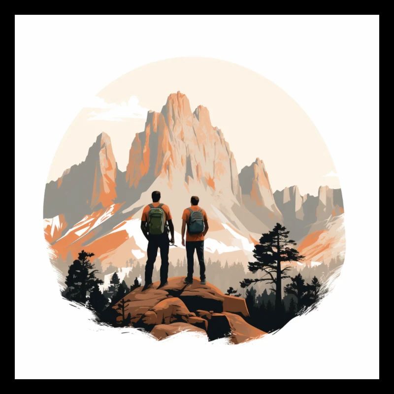 Wanderer vor Alpenlandschaft