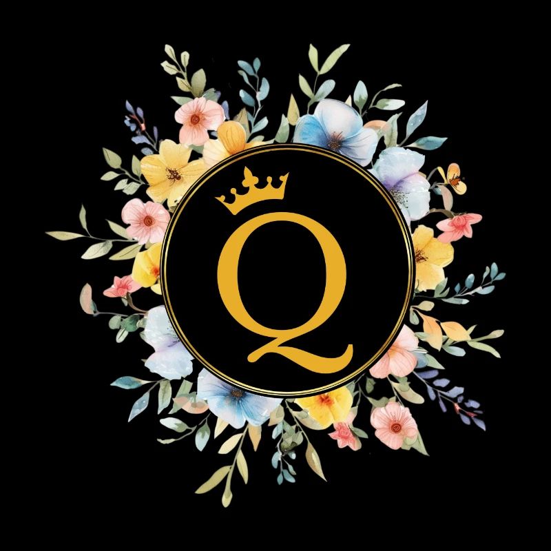 Q Monogram, Cercle de fleurs, Personnalisable