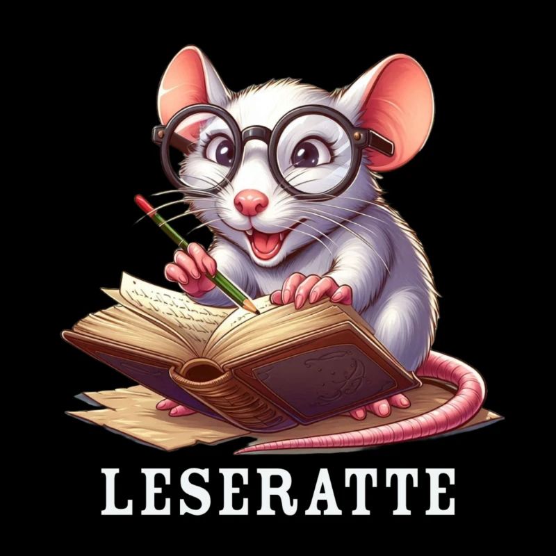 Leseratte mit Brille und Buch