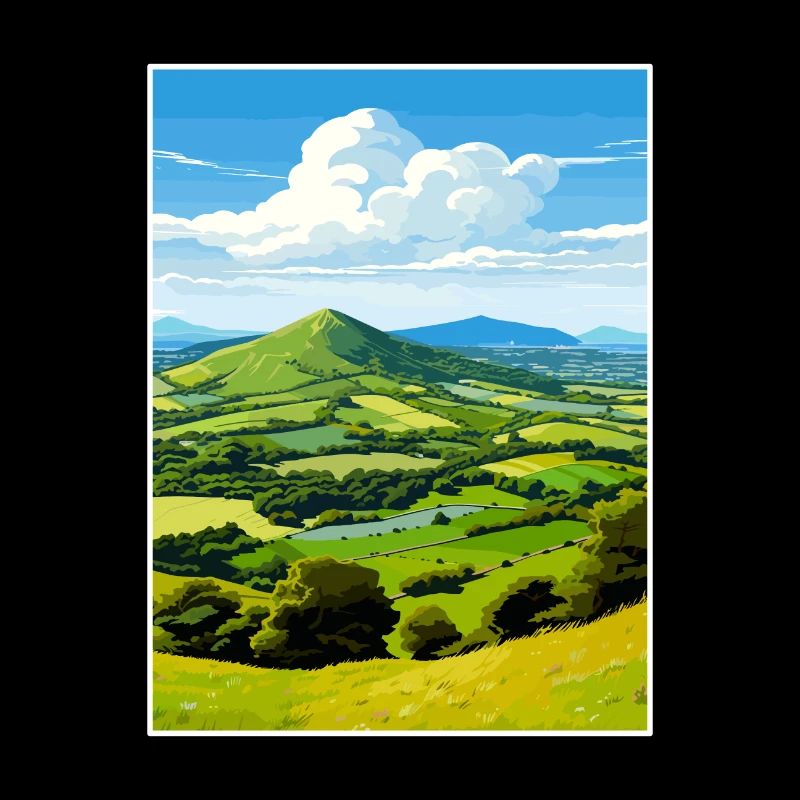 Malvern Hills Aonb Reise Poster Souvenir Farbe WP