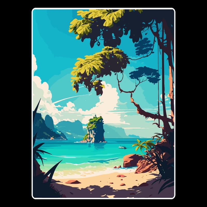 Phuket Thaïlande Affiche de voyage thaïlandaise Souvenir WPA