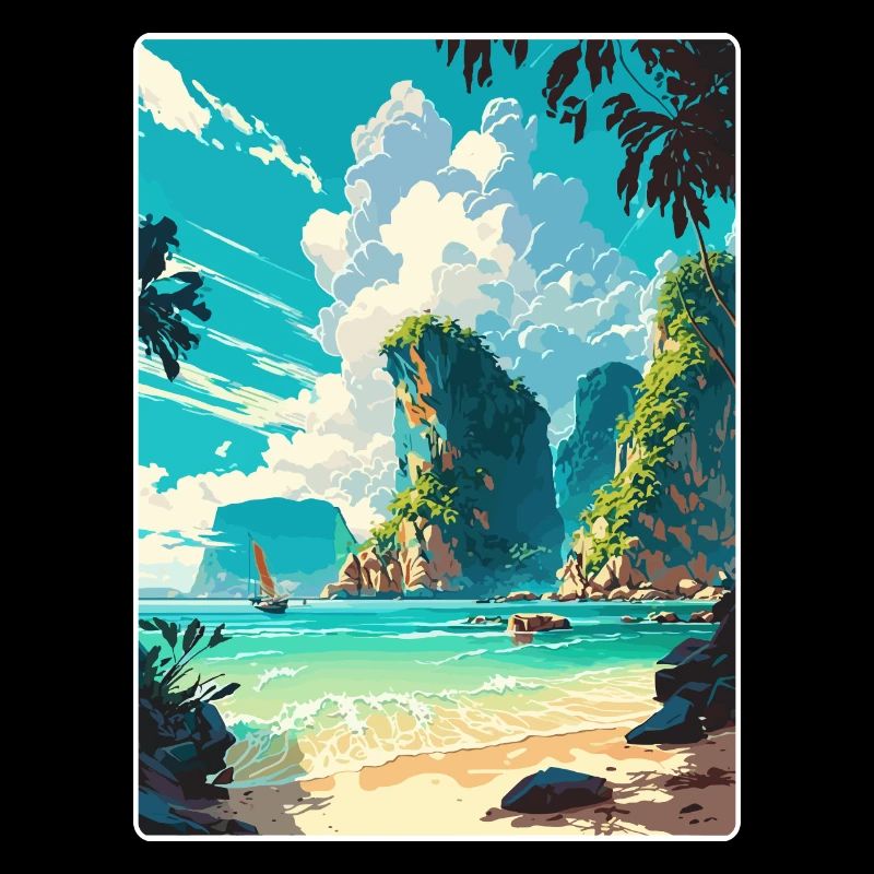 Phi Thailand Thai Reise Poster Souvenir Farbe WPA