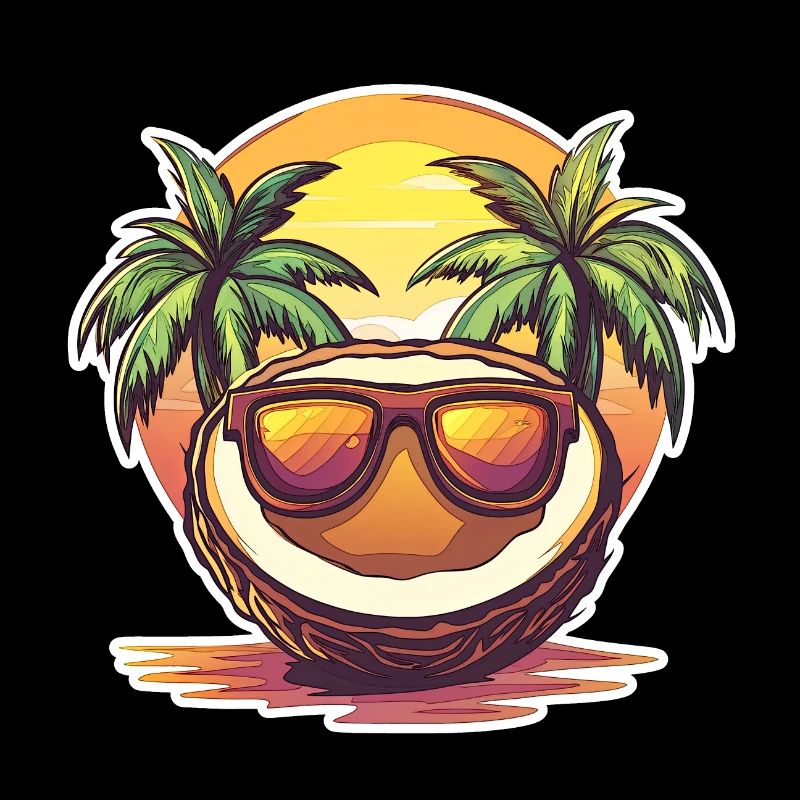 Coconut beach with sunglasses