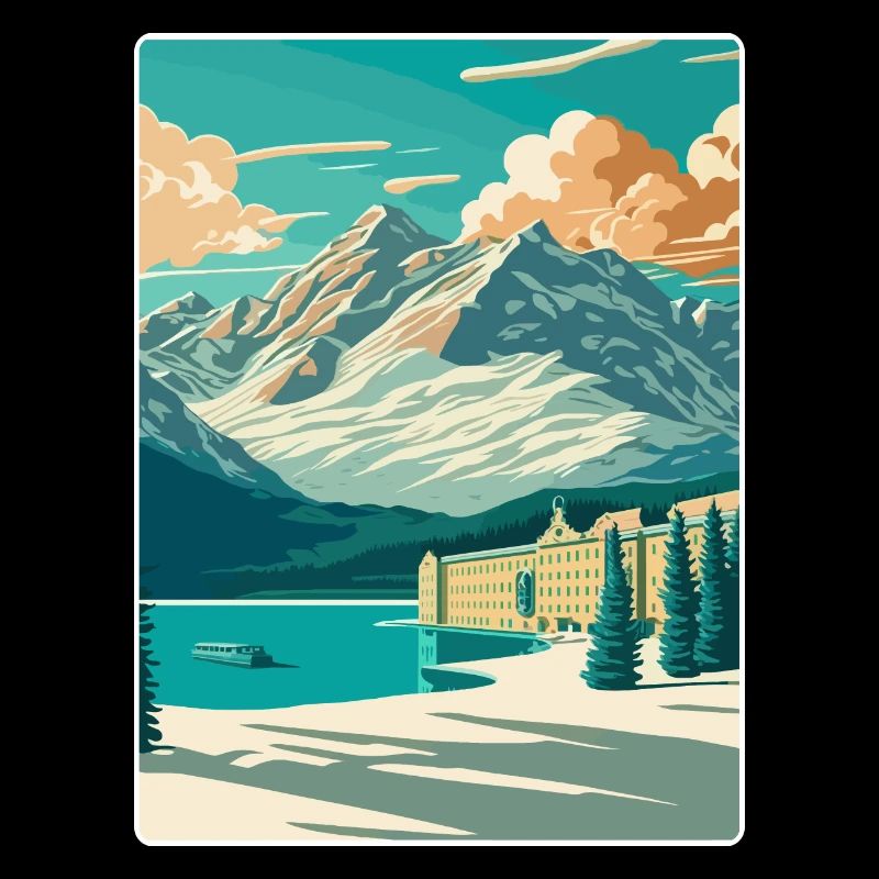 St. Moritz Ski Resort Mountain Travel Poster