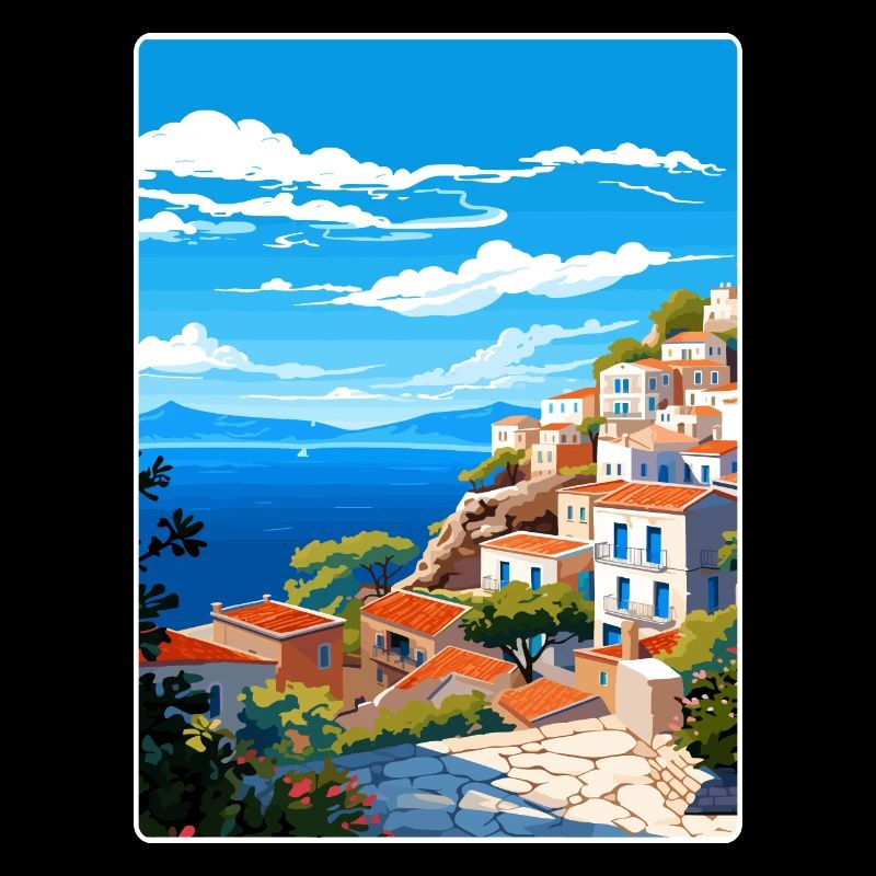Hydra Grèce Affiche de voyage Souvenir Carte Postale Peinture