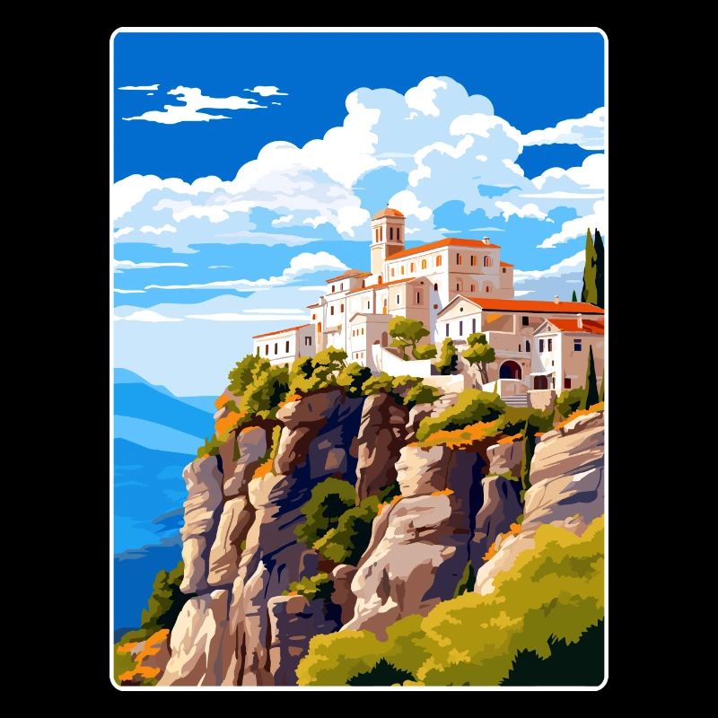 Kalambaka Grèce Affiche de voyage Peinture Souvenir WPA