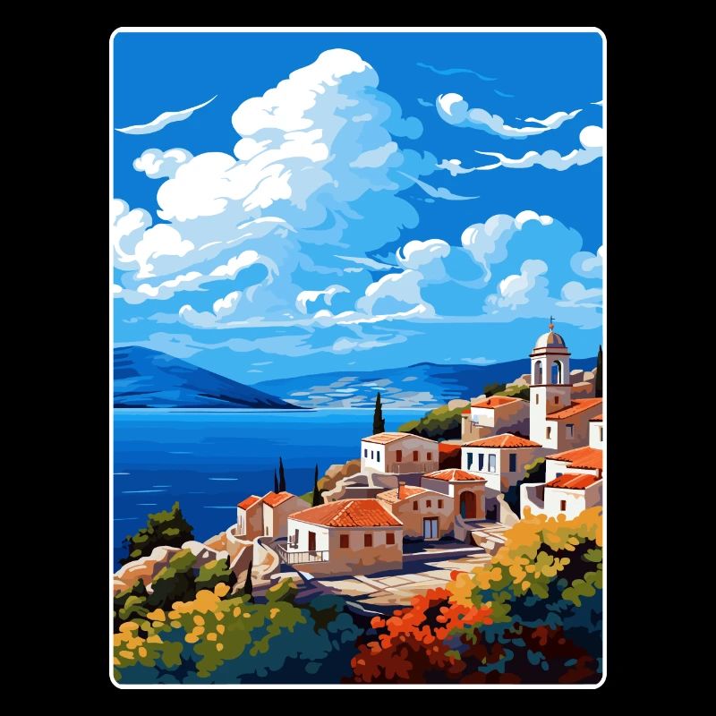 Hydra Grèce Affiche de voyage Souvenir Carte Postale Peinture