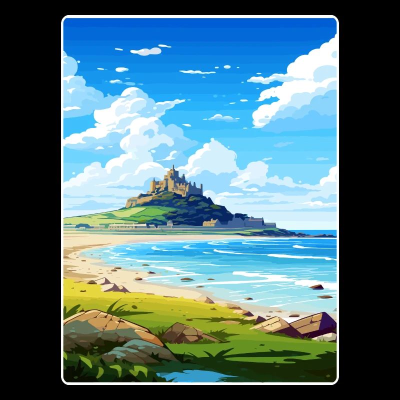 Marazion Cornouailles Angleterre Affiche de voyage souvenir