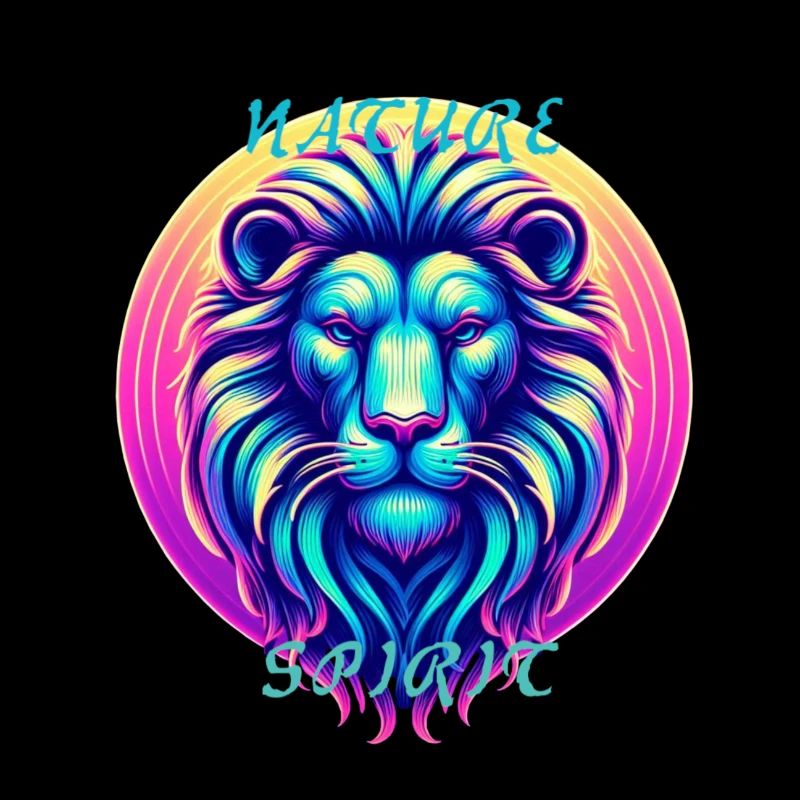 Le lion stylisiert in Neonfarben