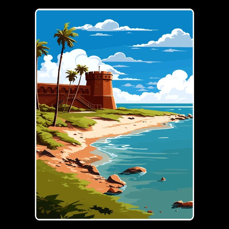 Affiche de voyage souvenir du parc national de Tortugas sèche