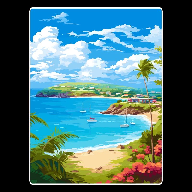 Antigua-et-Barbuda Carte d’affiche de voyage dans les Caraïbes