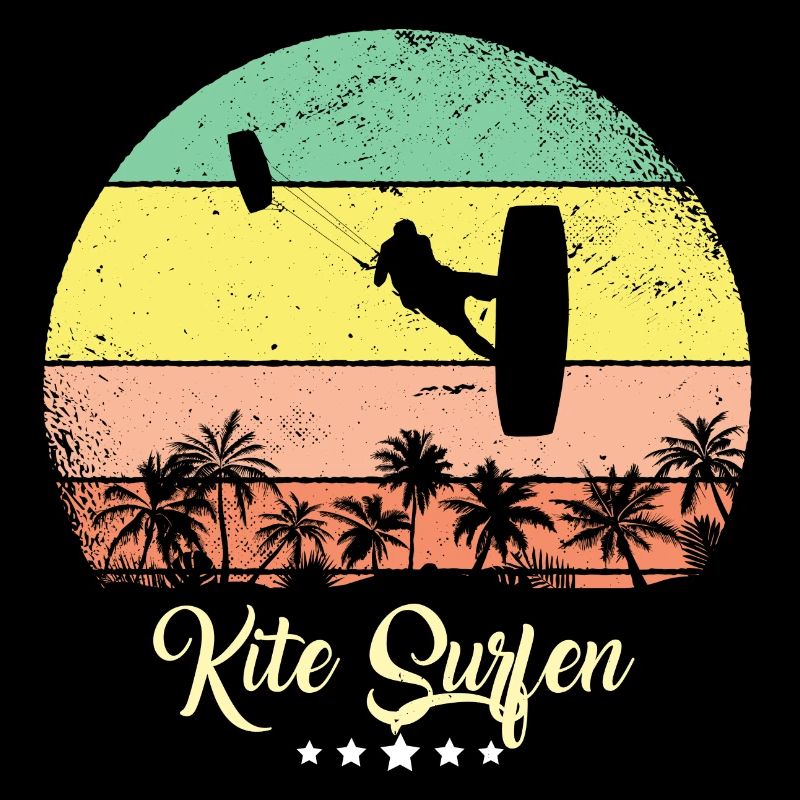 Kite Surf Surfeur Vintage Rétro Coucher de soleil