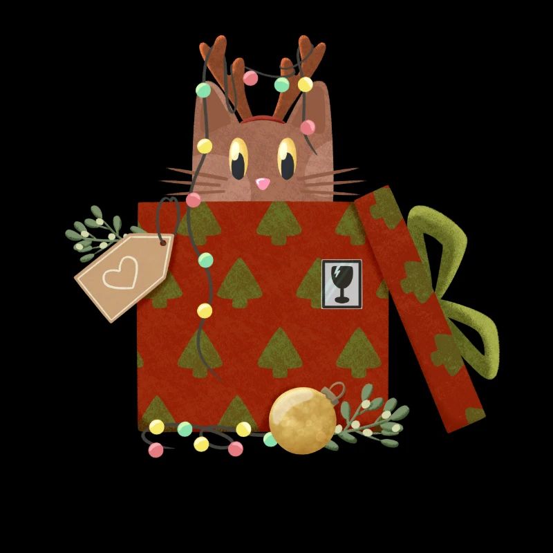 Katze in Weihnachtsgeschenk