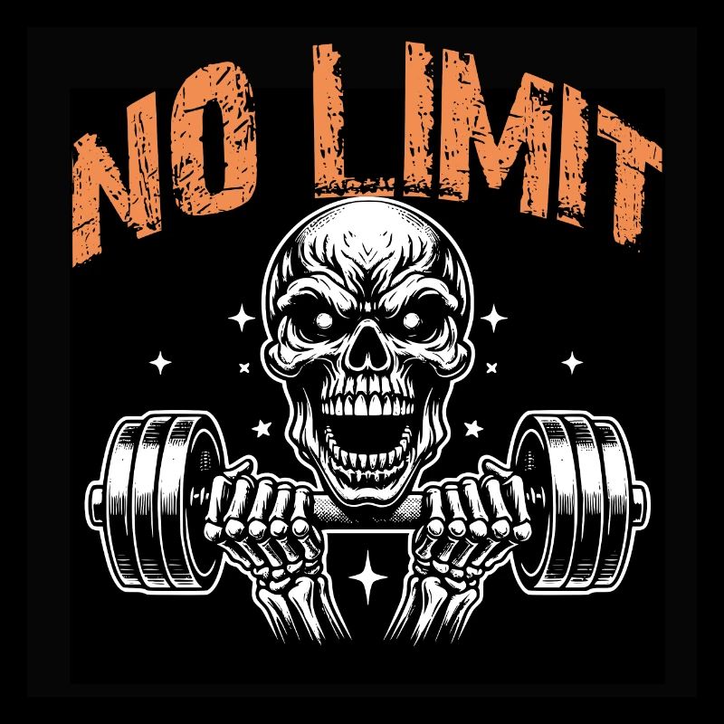 No Limit Hard Workout Skull with Dumbbell