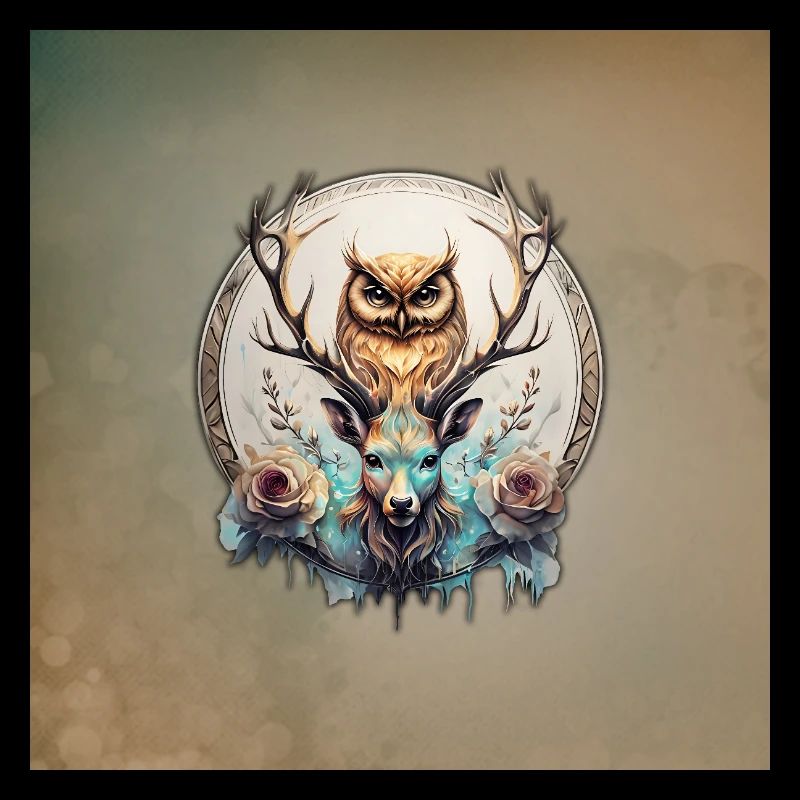 Owl and deer, a mystical alliance.