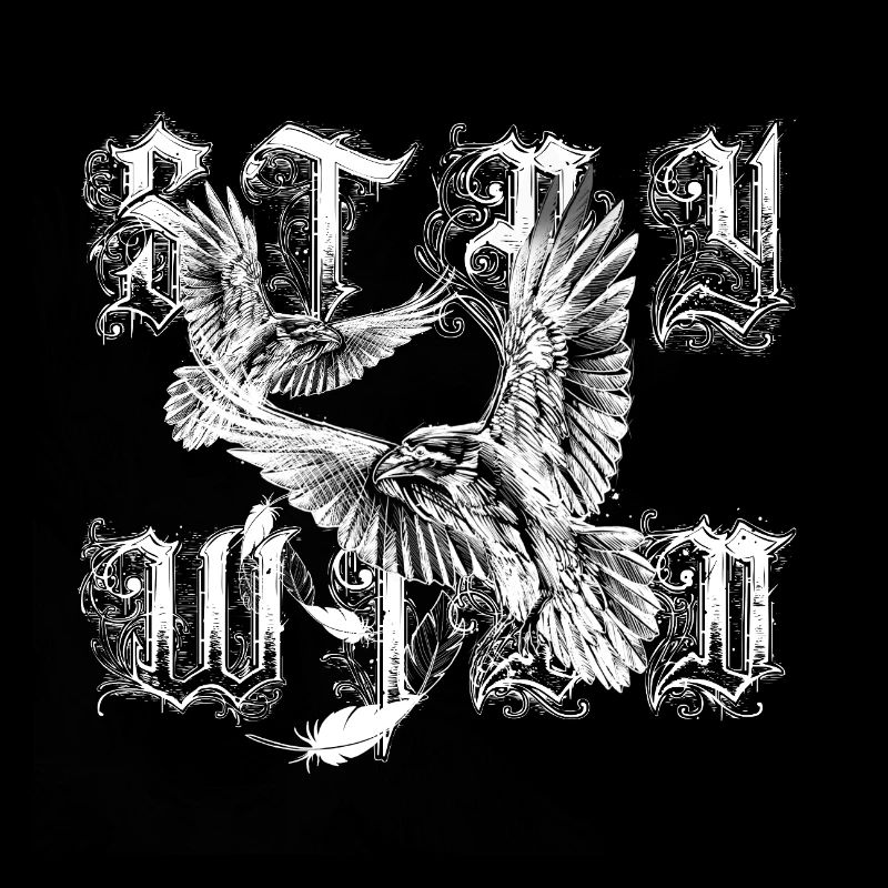 Stay Wild lettering design white with ravens