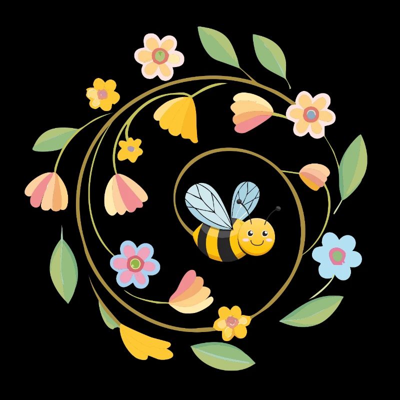Abeille ludique avec des fleurs d’été