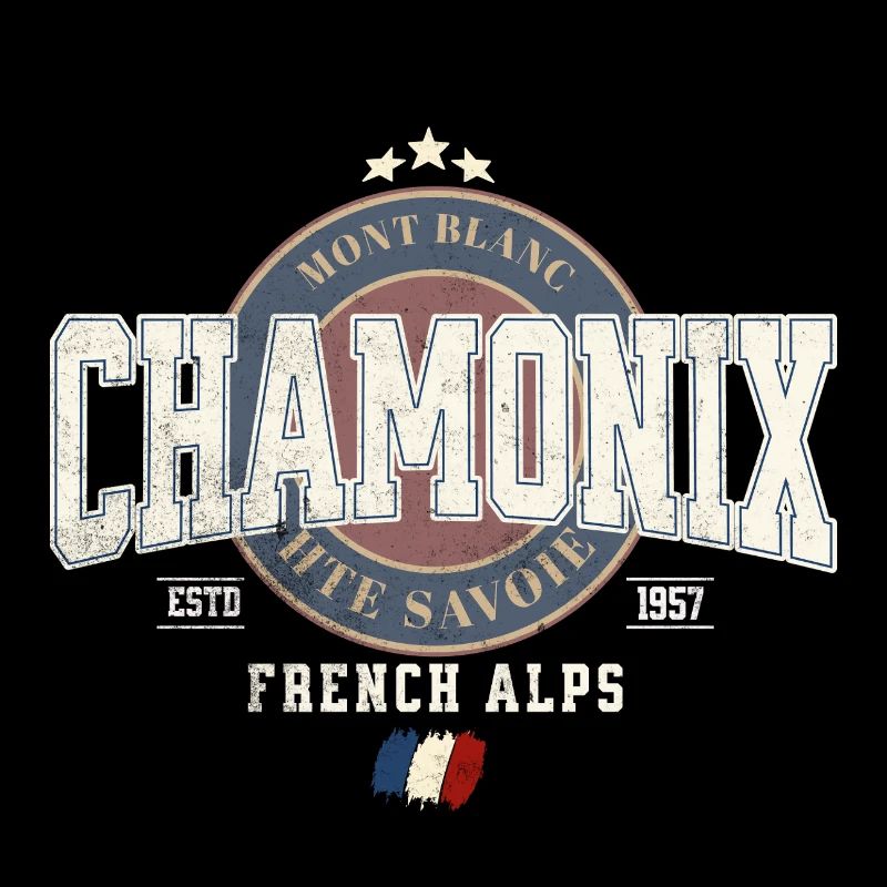 Design Mont Blanc Chamonix avec Drapeau Français