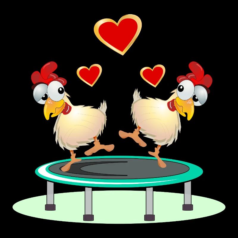 Hühner Paare TRAMPOLIN SPRINGEN