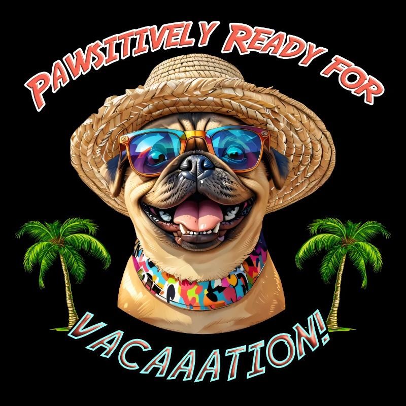 Pug in summer look: Pawsitively Ready