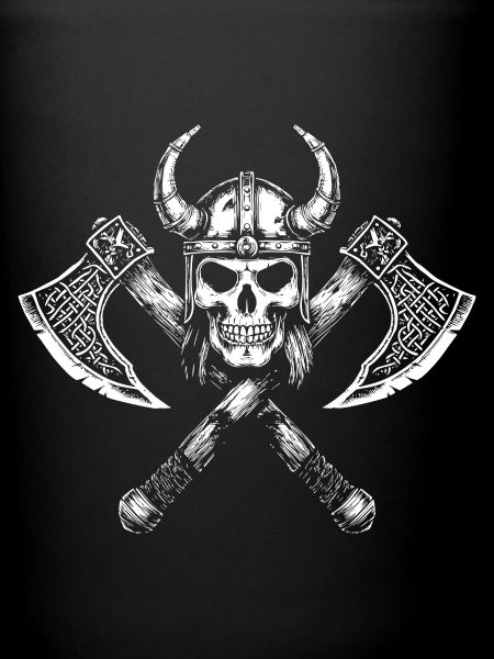 Crânes et hache viking