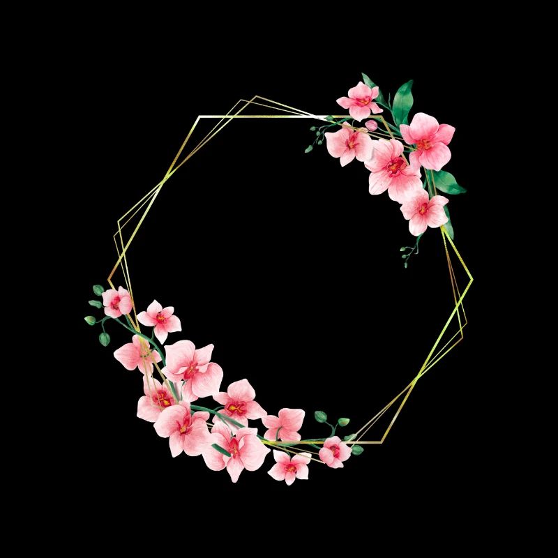 Cadre circulaire élégant et floral avec des fleurs
