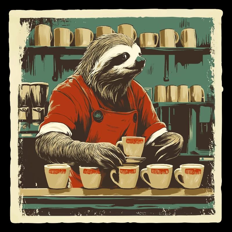 Faultier Barista – Kaffee ist mein Tempo