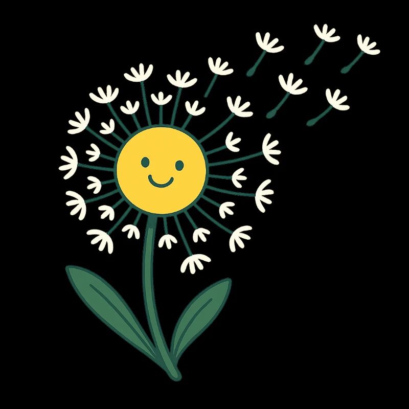 Soleil souriant avec des rayons de fleurs