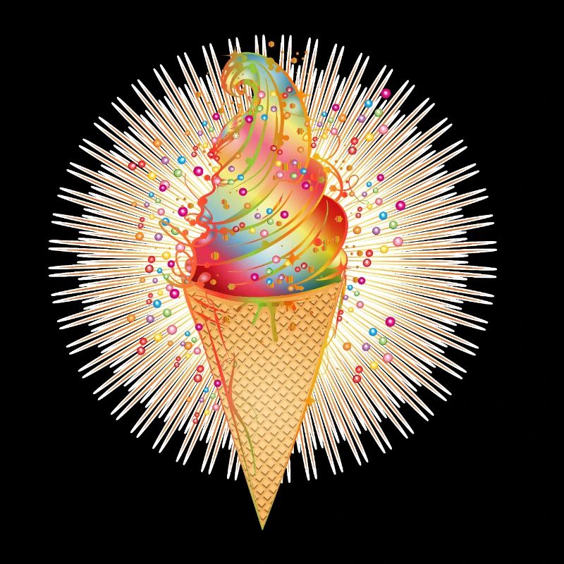 Cheerful soft cream motif with rainbow colours