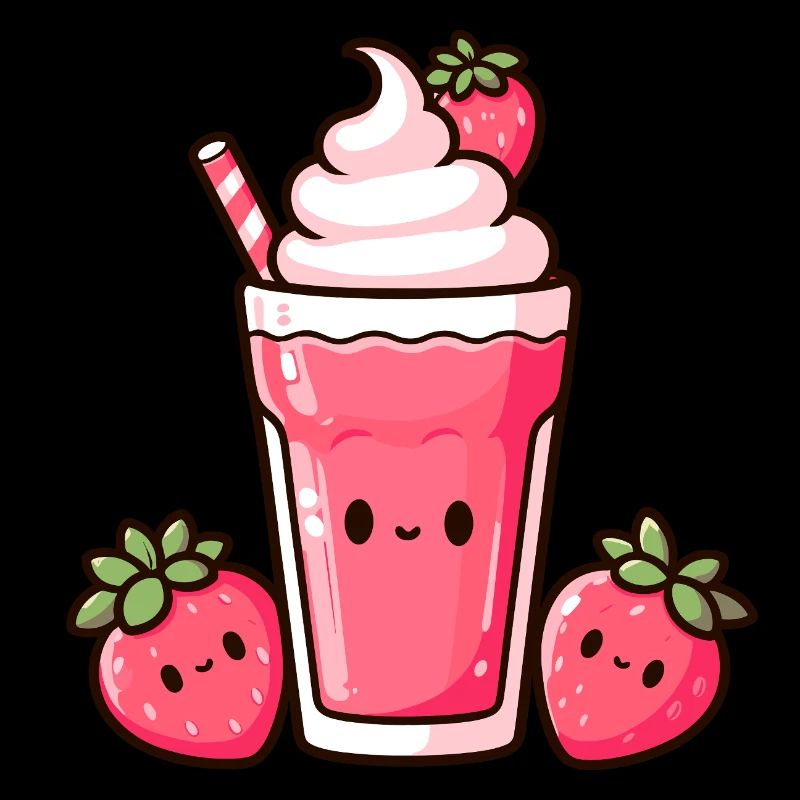 Design de milkshake kawaii fraise