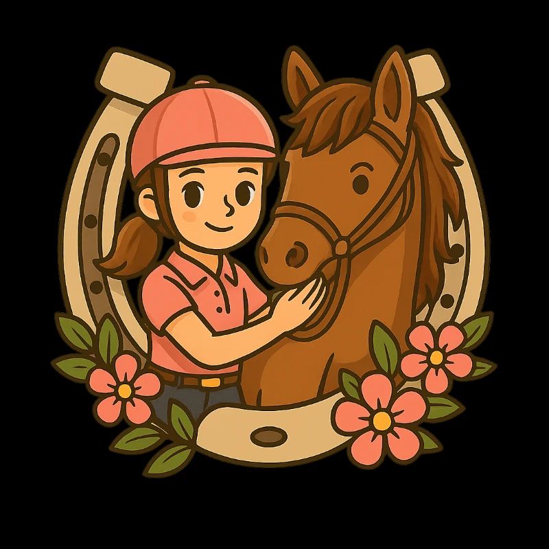 Petite cavalière et son cheval mignon