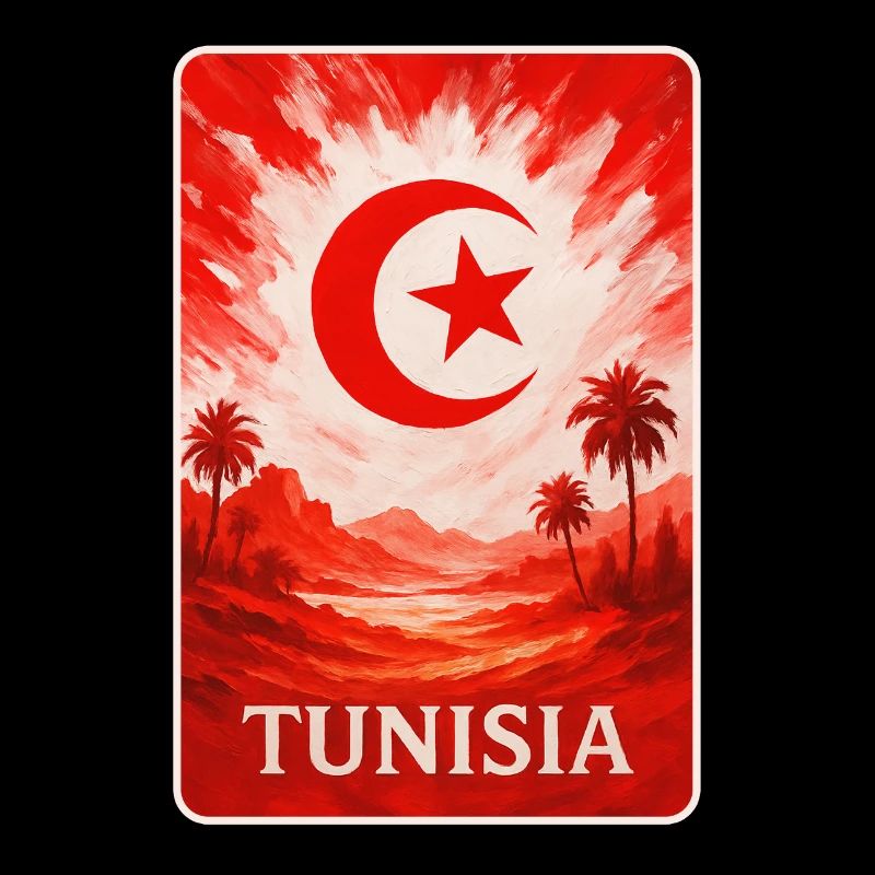 Tunisie Désert Art avec drapeau