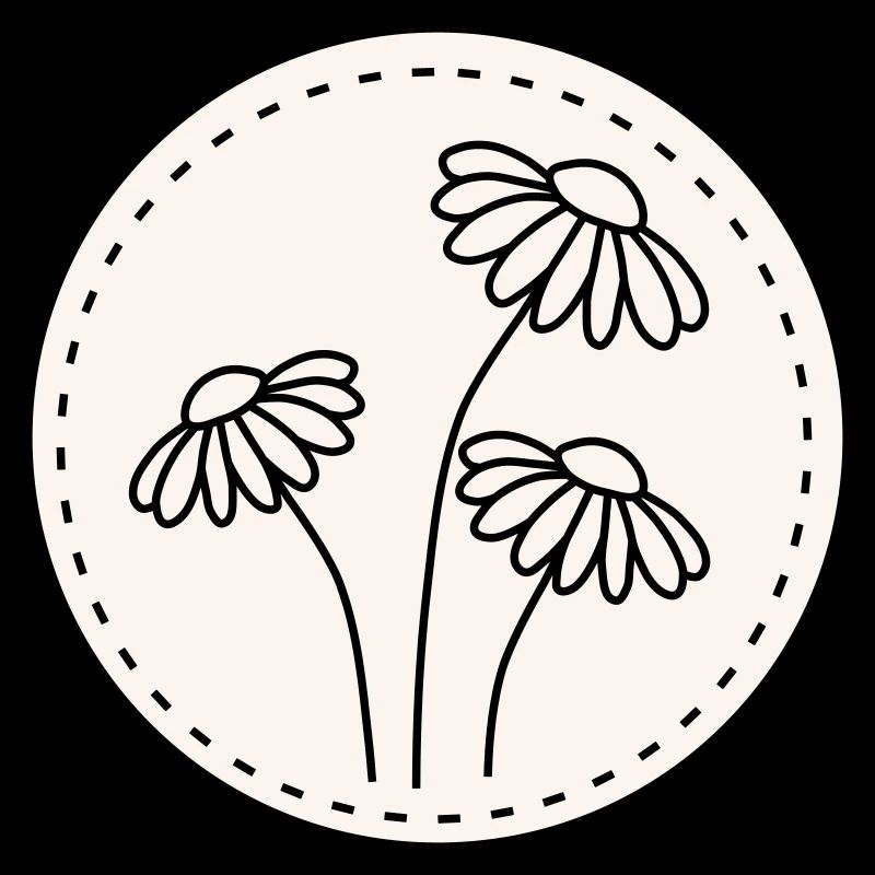 Daisy Line Art – Floral Motif Circle